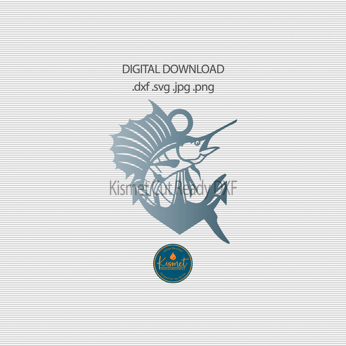 Sailfish Marlin and Anchor DXF/SVG design preview with file details