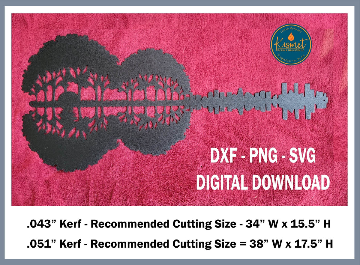Guitar Sunset Metal Art DXF/SVG design preview with file details