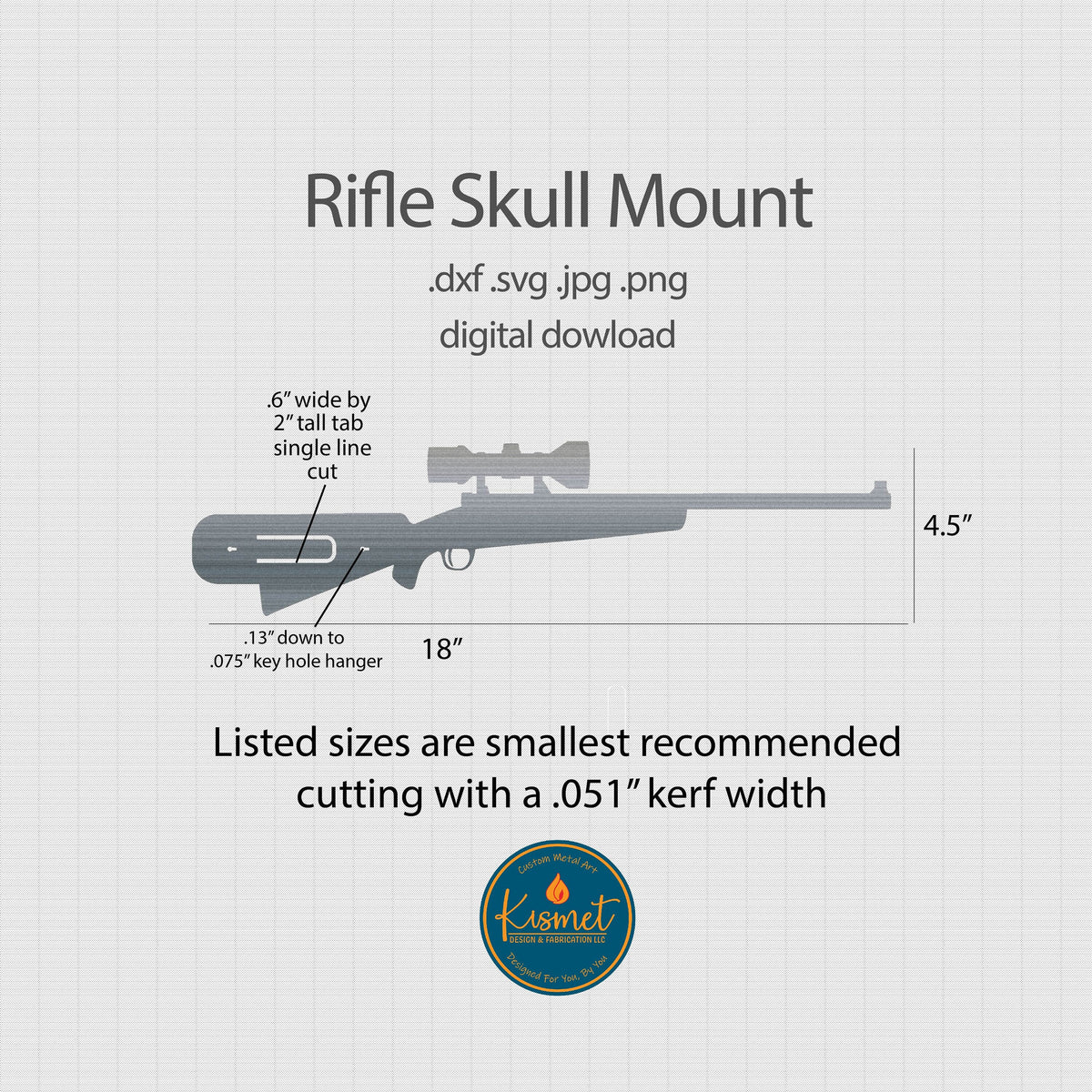 Rifle Skull Mount Hanger DXF/SVG design preview with file details (photo 4)