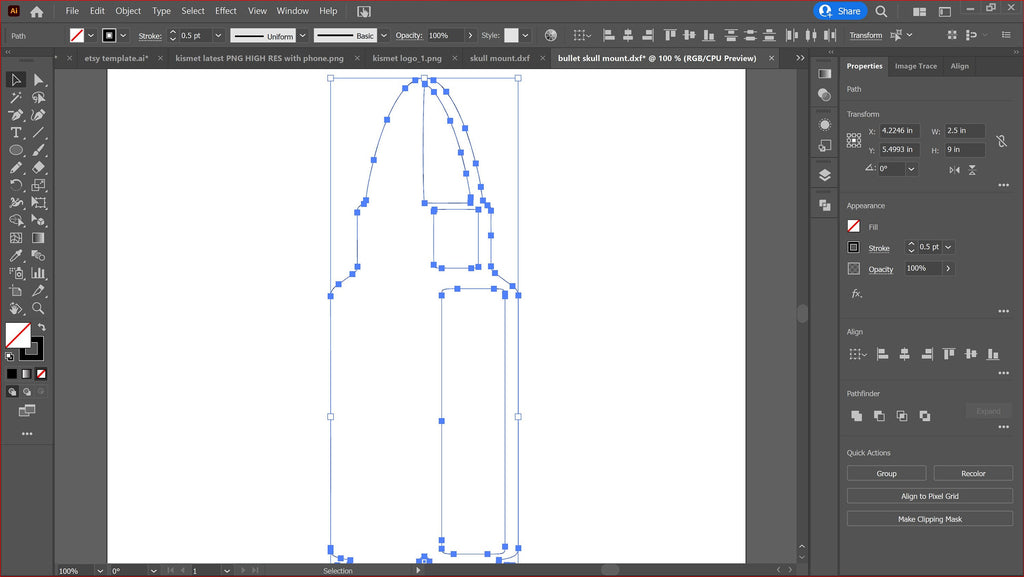 Bullet Deer Skull Mount Bracket vector paths in design software (photo 8)