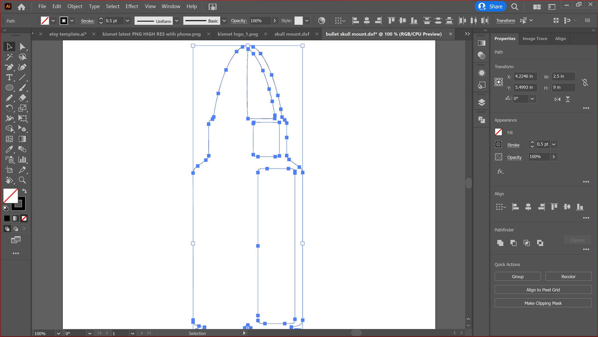 Bullet Deer Skull Mount Bracket vector paths in design software (photo 8)
