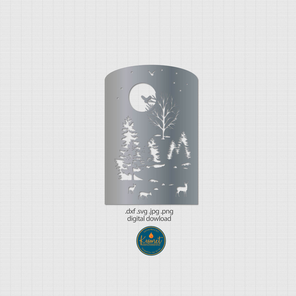Scenic Deer Gate Panel DXF/SVG design preview with file details