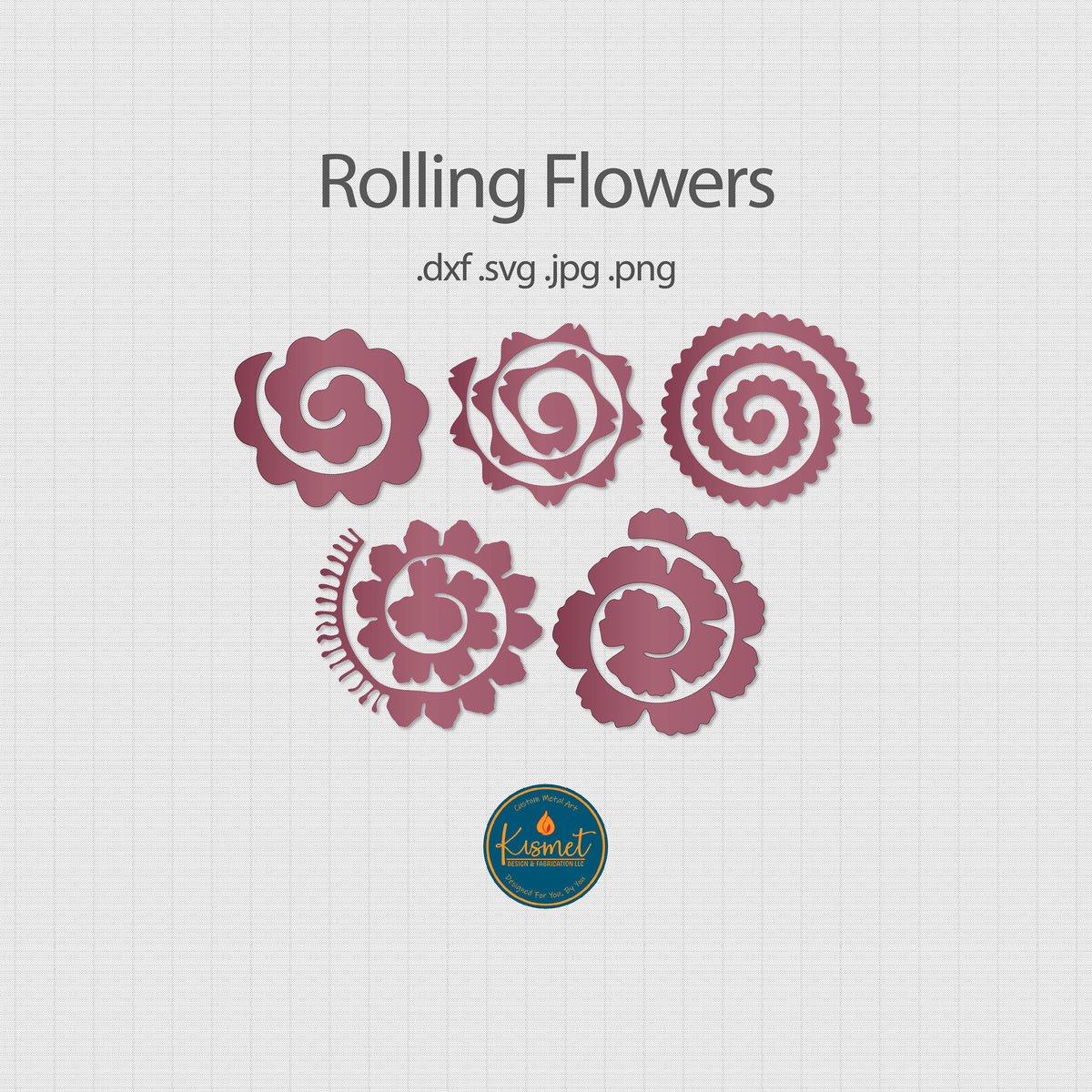 Five Rolled Metal Flowers DXF/SVG design preview with file details (photo 9)