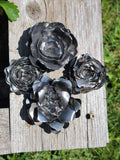 Five Rolled Metal Flowers finished metal example