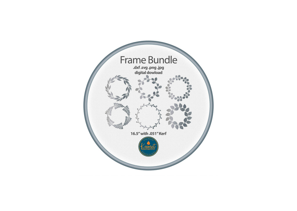 Floral Circle Leaf Frame DXF/SVG design preview with file details