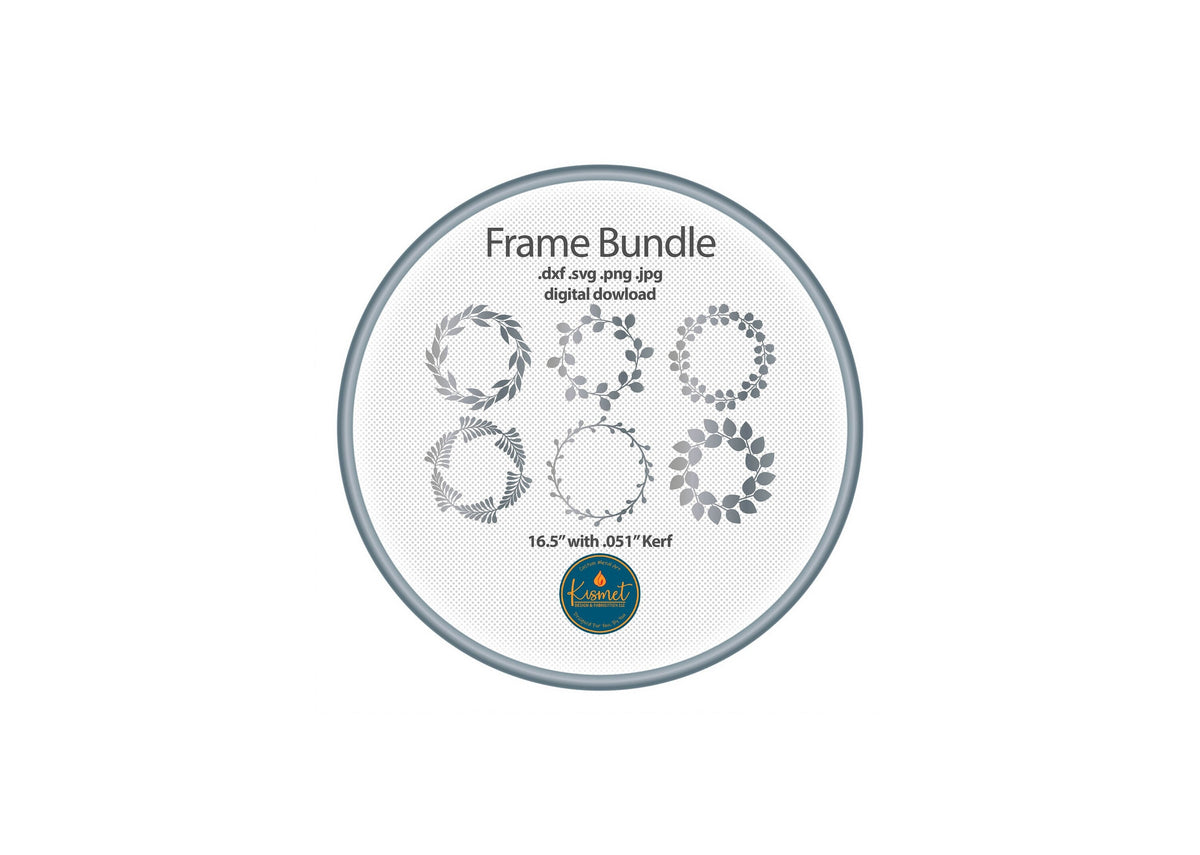 Floral Circle Leaf Frame DXF/SVG design preview with file details
