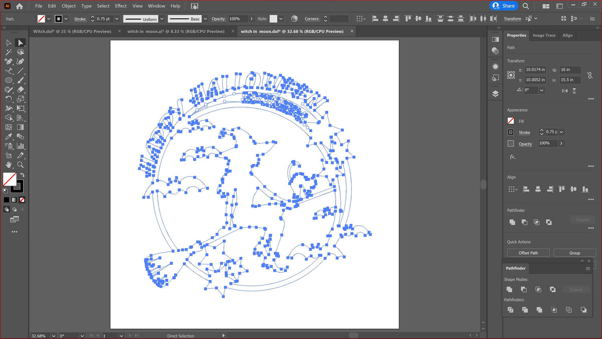 Flying Witch on Broom vector paths in design software (photo 5)