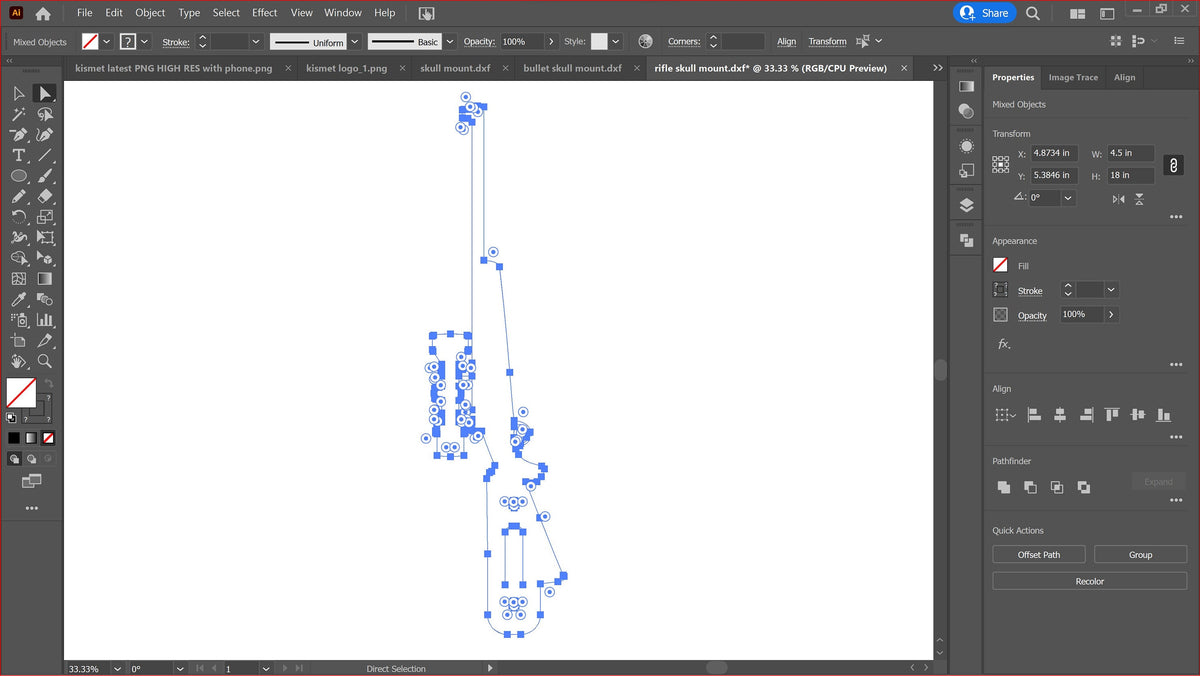 Rifle Skull Mount Hanger vector paths in design software (photo 8)