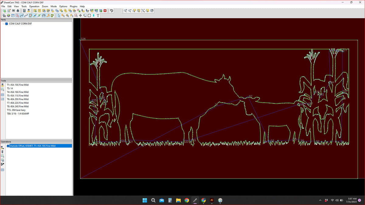 Cow and Calf Farm Scene vector paths in design software (photo 7)