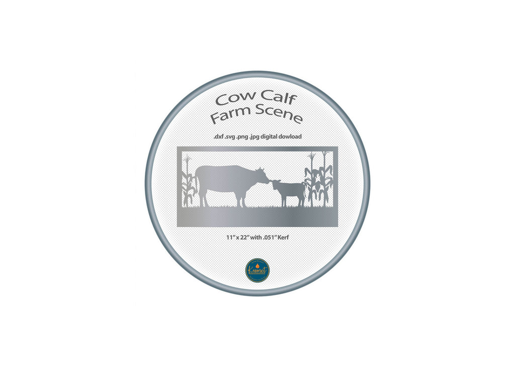 Cow and Calf Farm Scene DXF/SVG design preview with file details