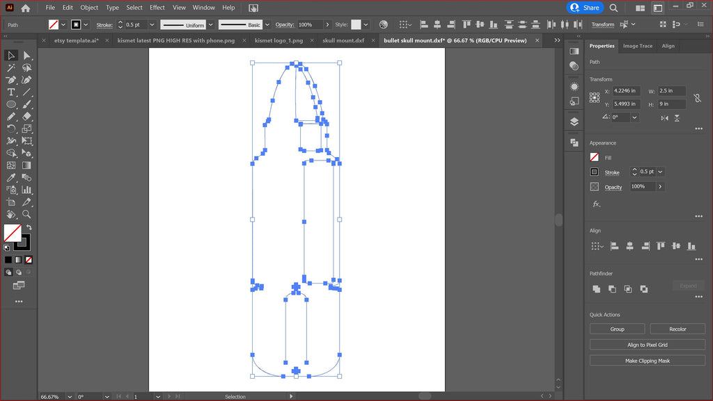 Bullet Deer Skull Mount Bracket vector paths in design software (photo 7)