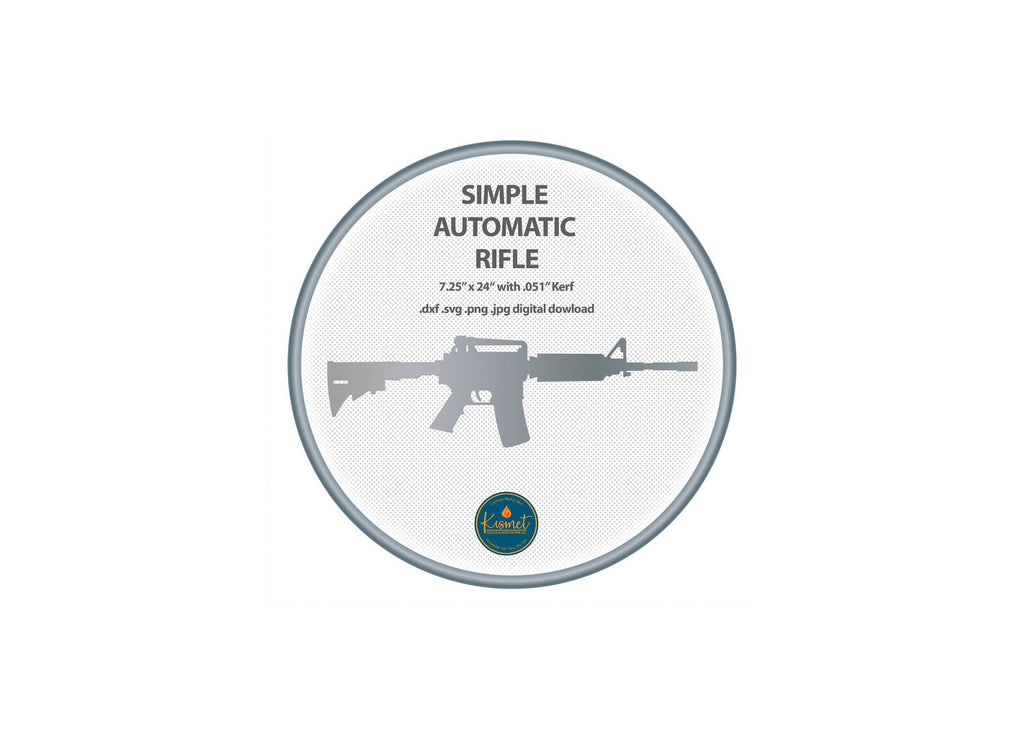 Simple AR Rifle Silhouette DXF/SVG design preview with file details