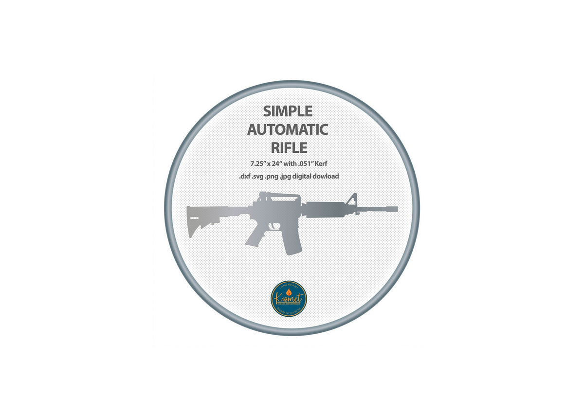 Simple AR Rifle Silhouette DXF/SVG design preview with file details