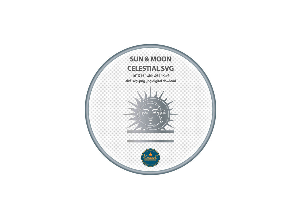 Sun and Moon Monogram DXF/SVG design preview with file details