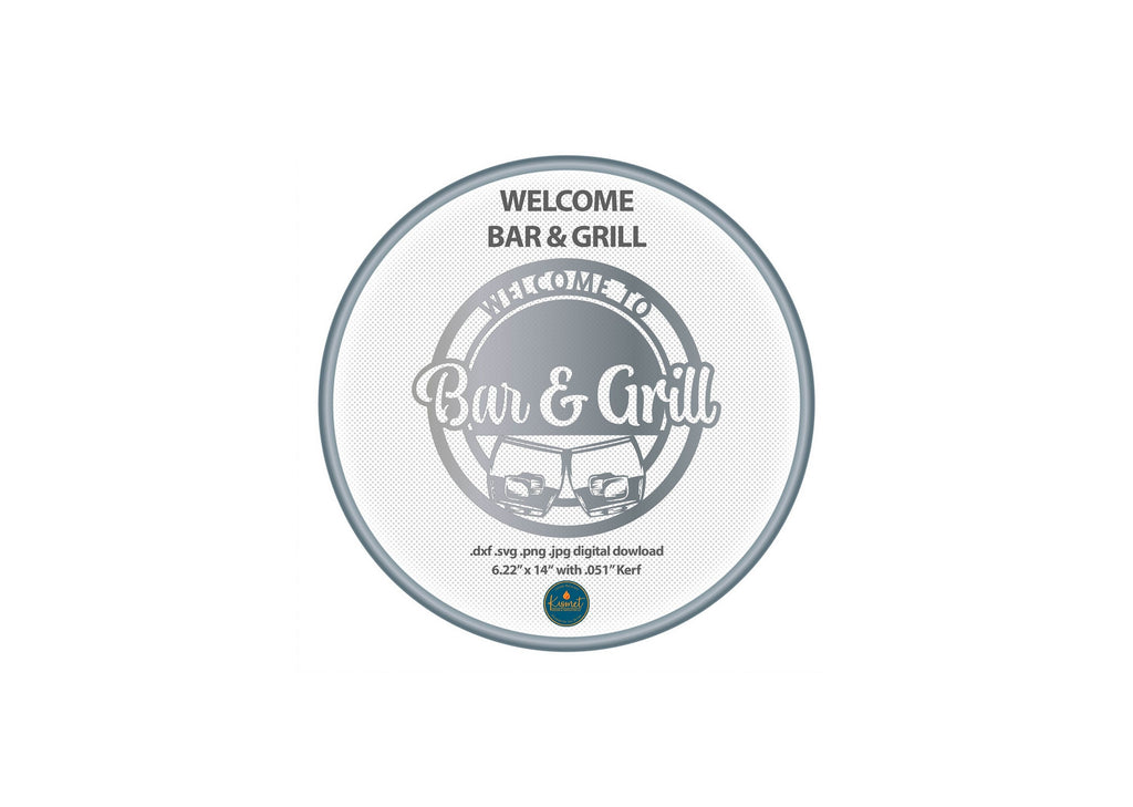 Welcome Bar & Grill Round Sign DXF/SVG design preview with file details (photo 4)