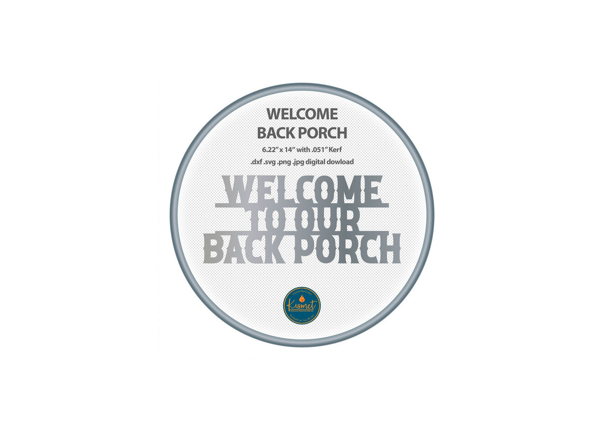 Back Porch Welcome Sign DXF/SVG design preview with file details