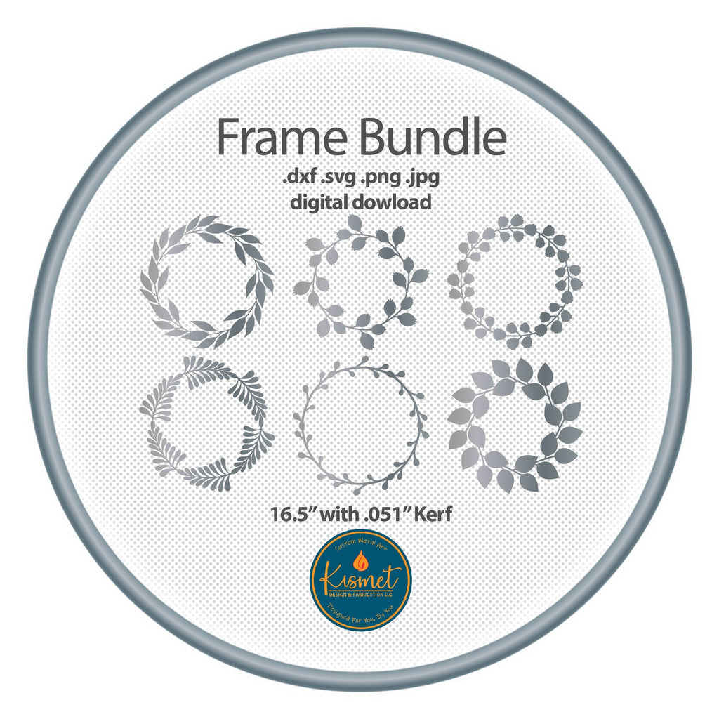Floral Circle Leaf Frame DXF/SVG design preview with file details (photo 2)