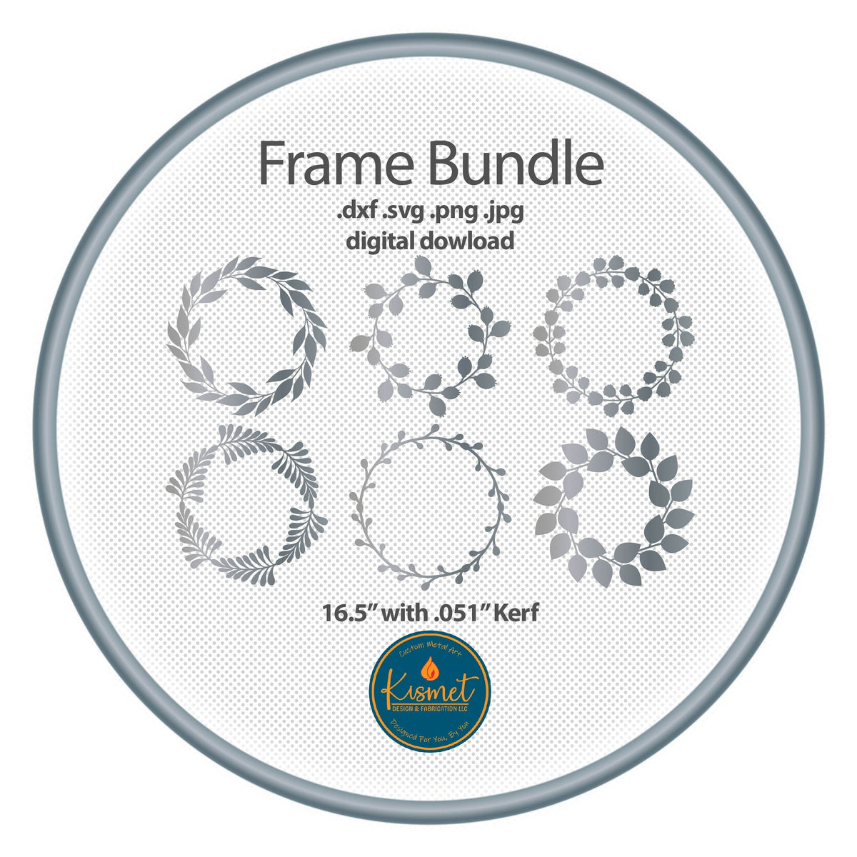 Floral Circle Leaf Frame DXF/SVG design preview with file details (photo 2)