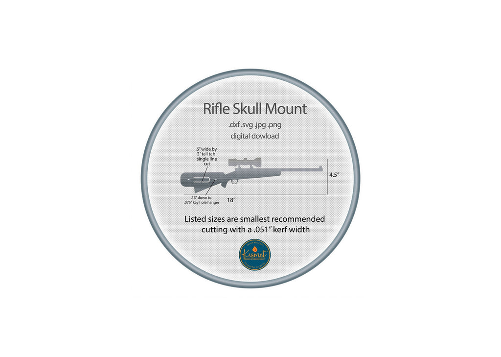 Rifle Skull Mount Hanger DXF/SVG design preview with file details