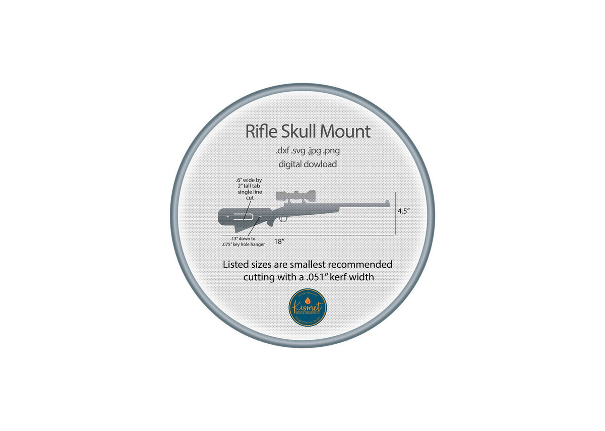 Rifle Skull Mount Hanger DXF/SVG design preview with file details