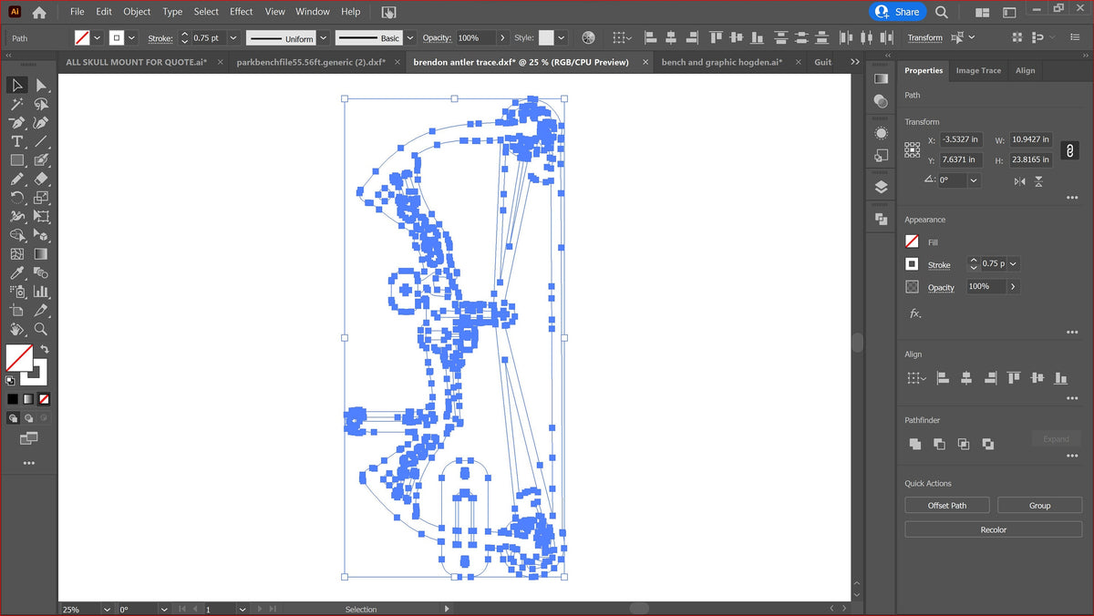 Bow Skull Mount Hanger vector paths in design software (photo 6)
