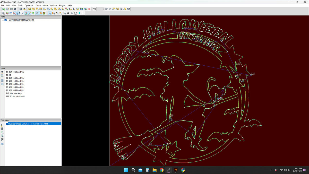 Flying Witch on Broom vector paths in design software (photo 8)