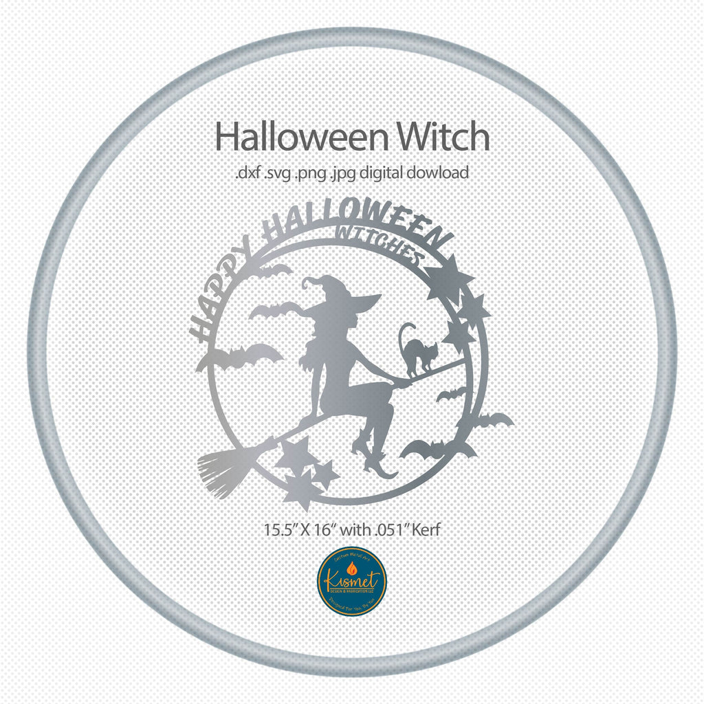 Flying Witch on Broom DXF/SVG design preview with file details