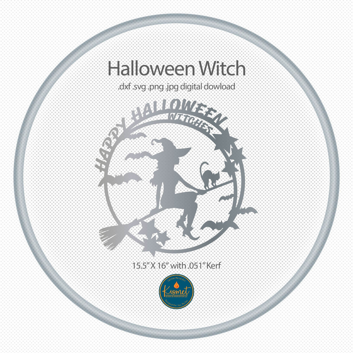 Flying Witch on Broom DXF/SVG design preview with file details