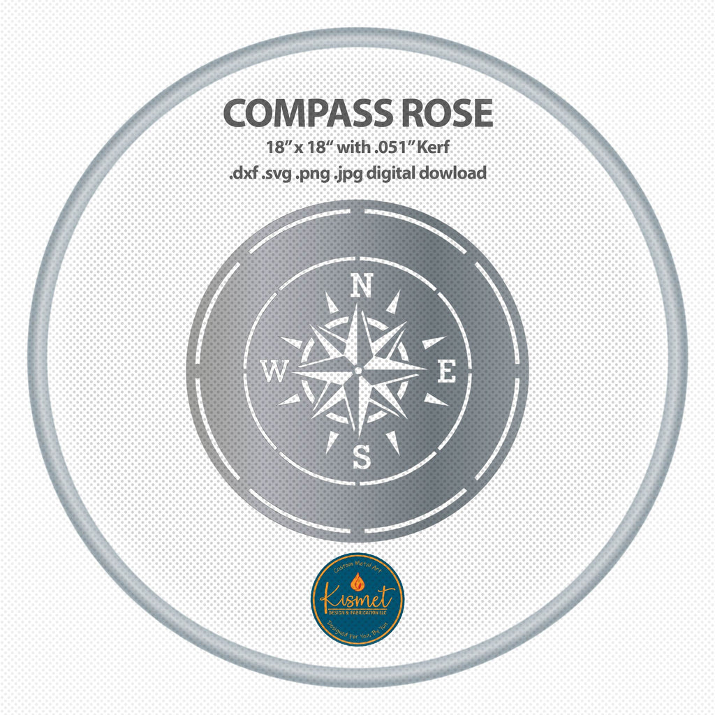 Compass Rose Round Sign DXF/SVG design preview with file details (photo 4)