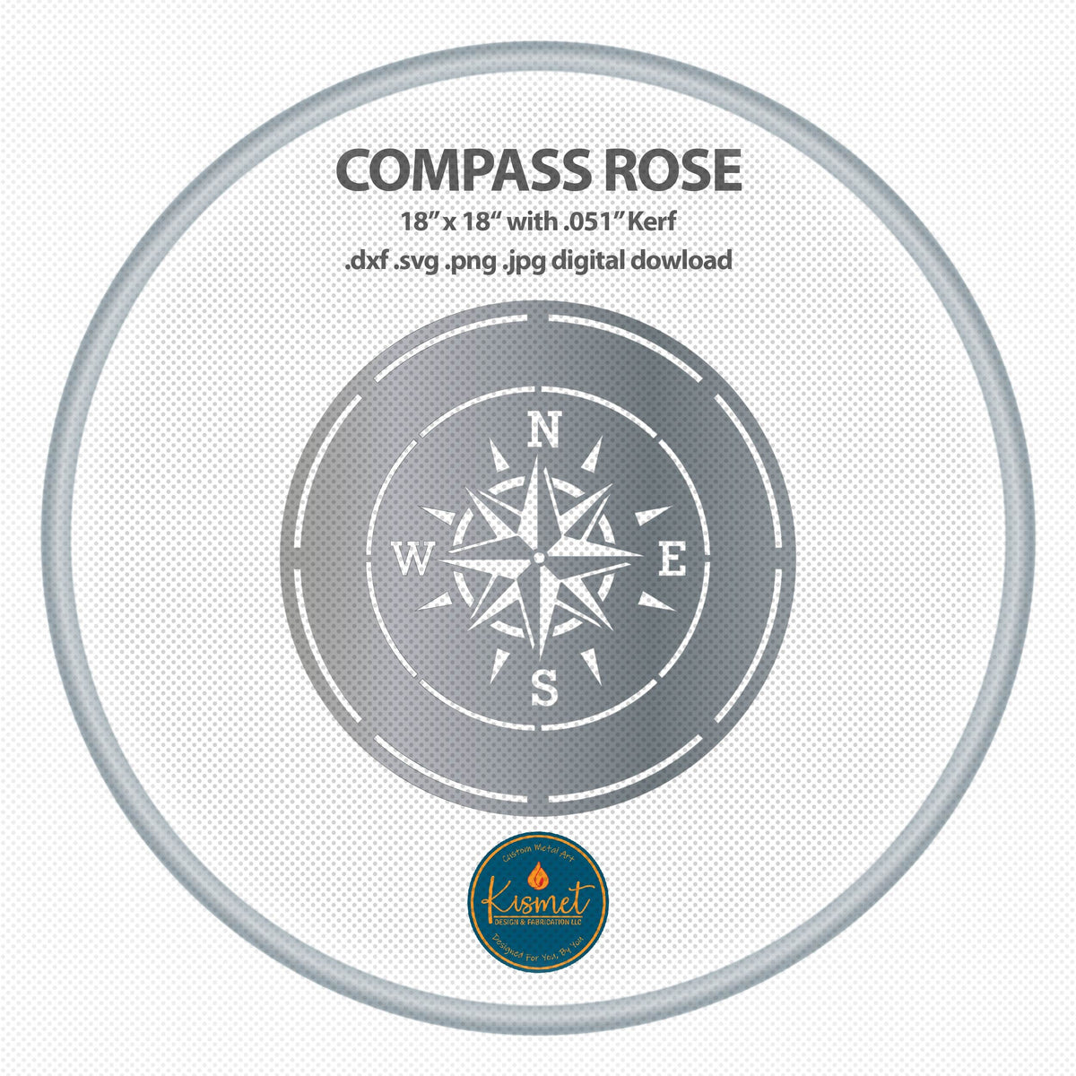 Compass Rose Round Sign DXF/SVG design preview with file details (photo 4)