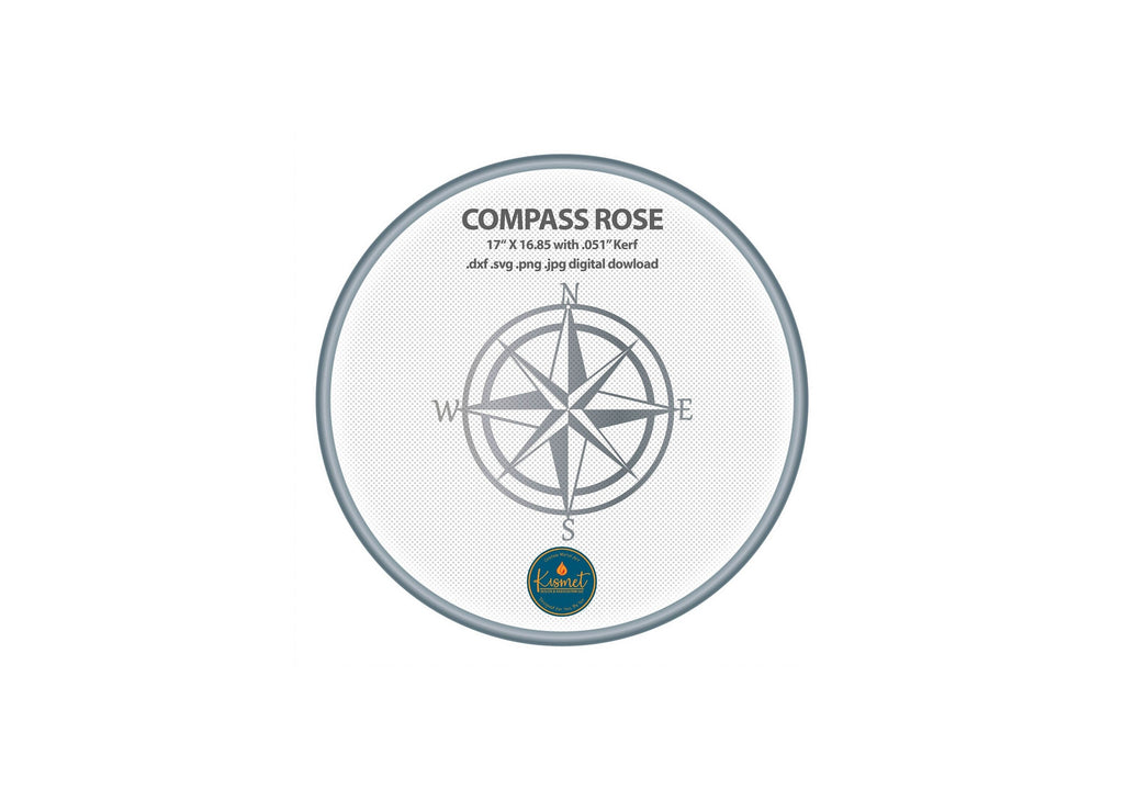 Double Ring Compass Rose DXF/SVG design preview with file details