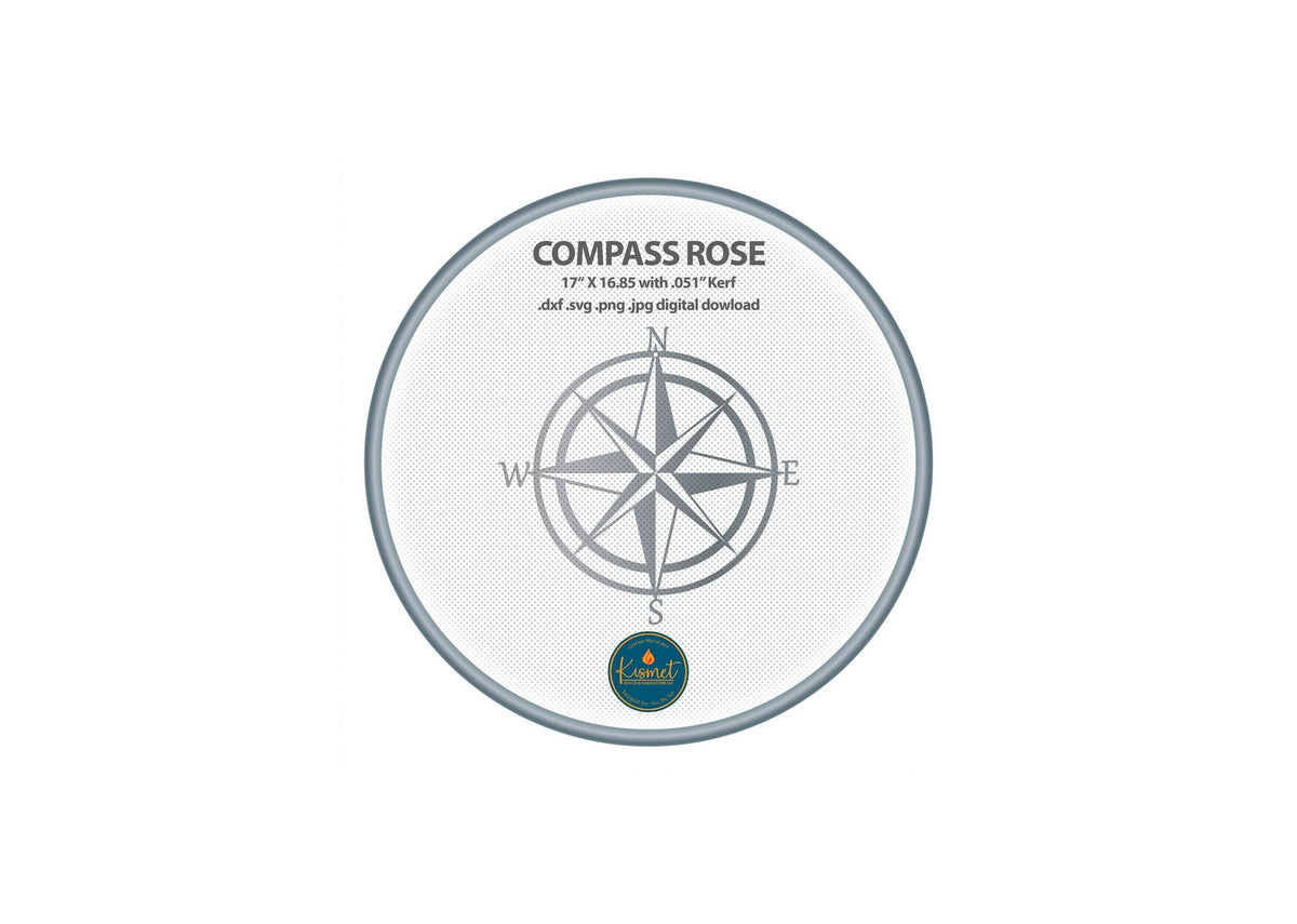 Double Ring Compass Rose DXF/SVG design preview with file details