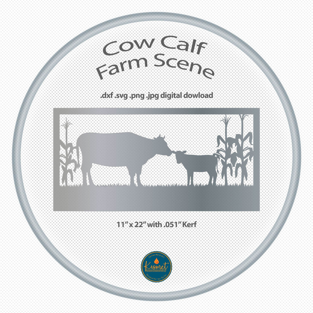 Cow and Calf Farm Scene DXF/SVG design preview with file details (photo 4)