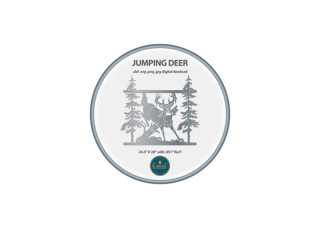 Jumping Buck Pine Forest Sign DXF/SVG design preview with file details