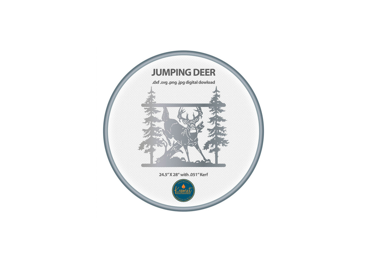 Jumping Buck Pine Forest Sign DXF/SVG design preview with file details