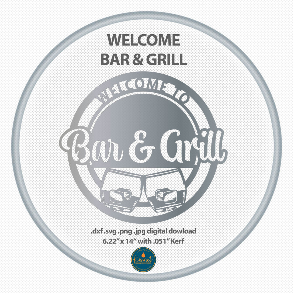 Welcome Bar & Grill Round Sign DXF/SVG design preview with file details
