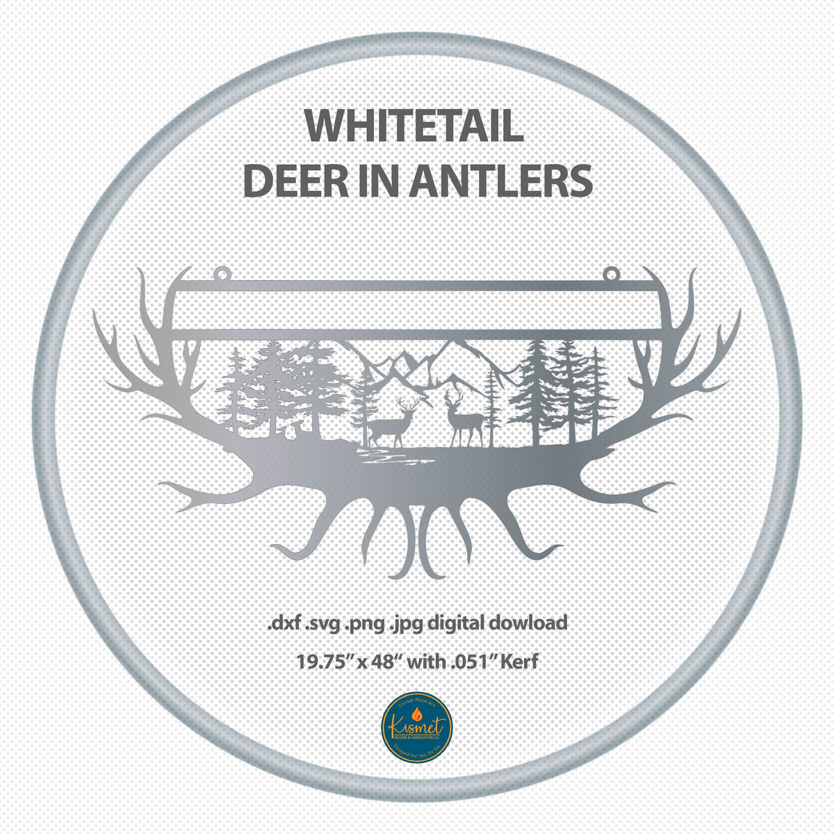 Whitetail Deer Antler Mountain DXF/SVG design preview with file details (photo 3)