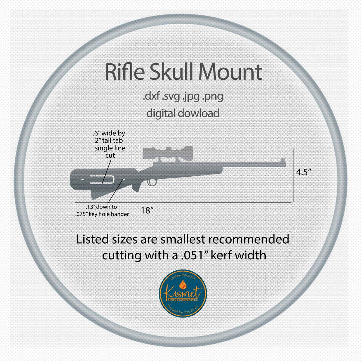 Rifle Skull Mount Hanger DXF/SVG design preview with file details (photo 3)