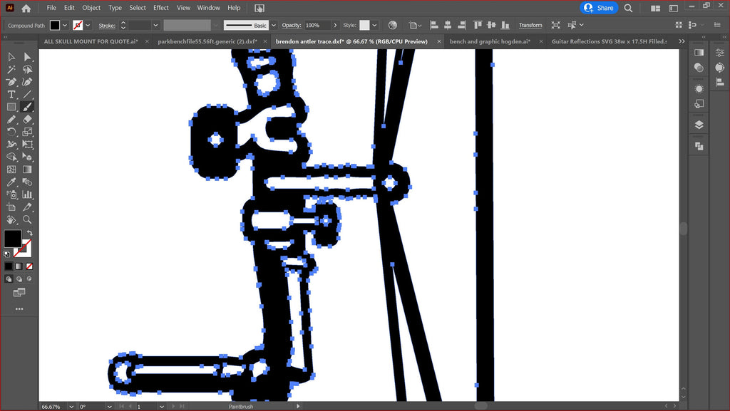 Bow Skull Mount Hanger vector paths in design software