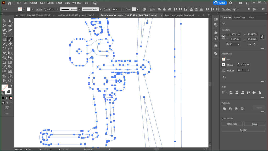 Bow Skull Mount Hanger vector paths in design software (photo 5)