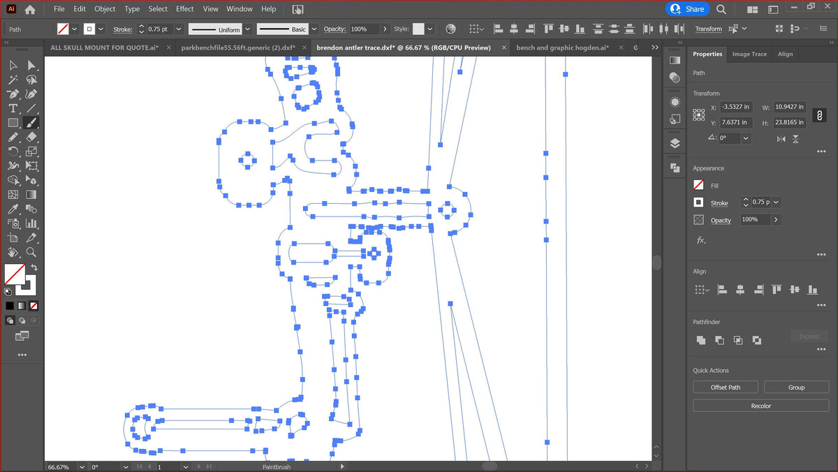 Bow Skull Mount Hanger vector paths in design software (photo 5)