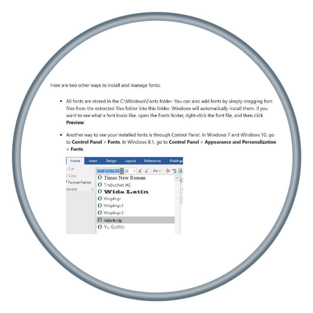 Instructions for installing and using Kismet cut-ready stencil fonts