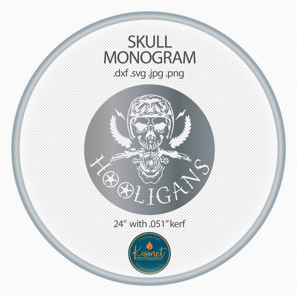 Motorcycle Skull Monogram Sign DXF/SVG design preview with file details (photo 8)