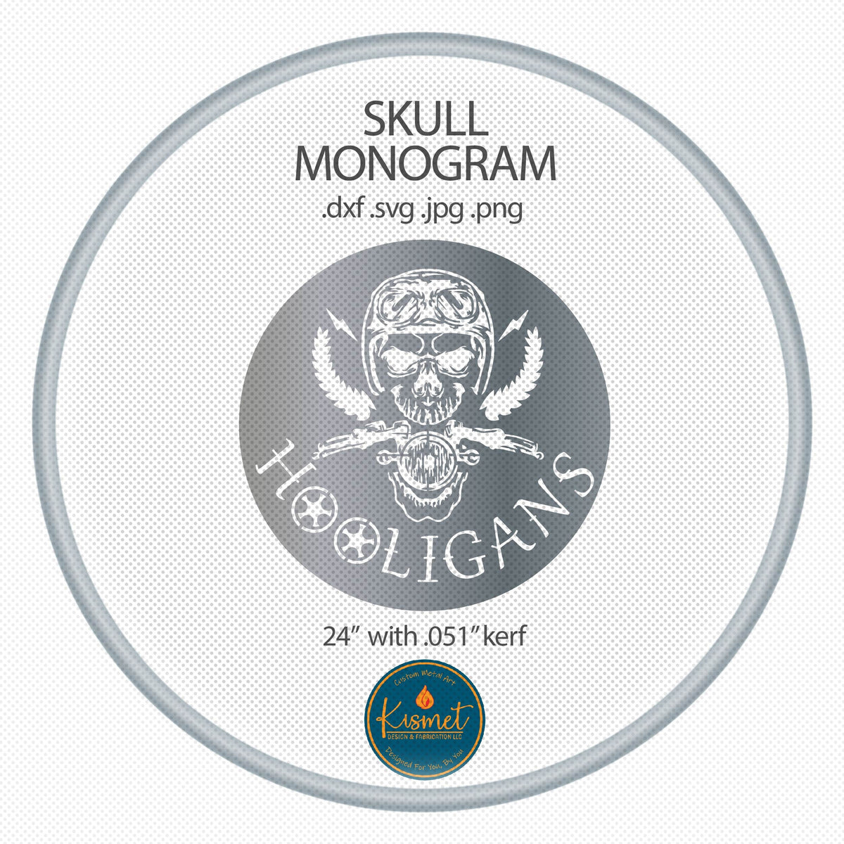 Motorcycle Skull Monogram Sign DXF/SVG design preview with file details (photo 8)