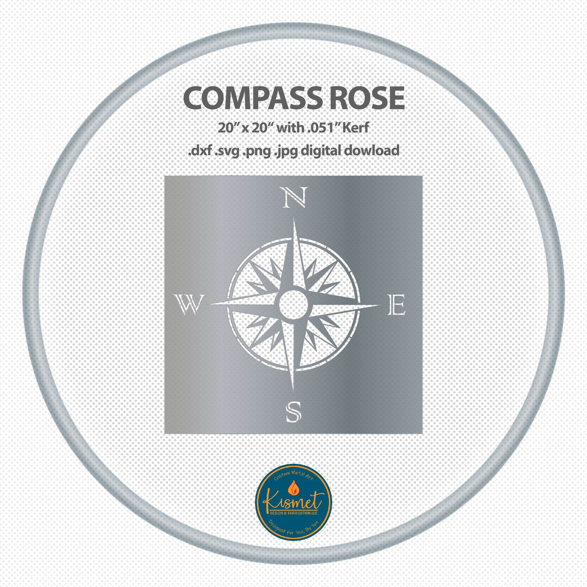Compass Rose Square Panel DXF/SVG design preview with file details (photo 3)