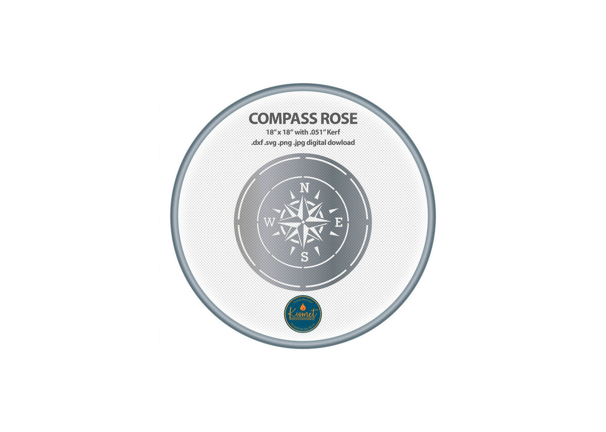 Compass Rose Round Sign DXF/SVG design preview with file details
