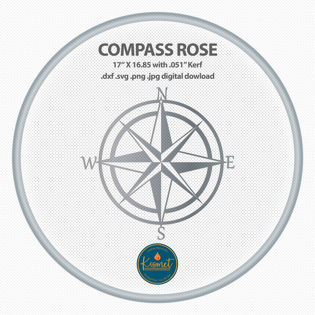 Double Ring Compass Rose DXF/SVG design preview with file details (photo 8)