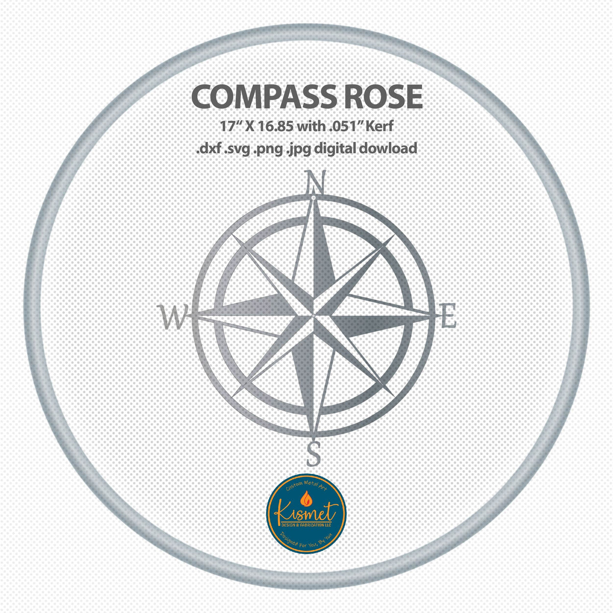 Double Ring Compass Rose DXF/SVG design preview with file details (photo 8)