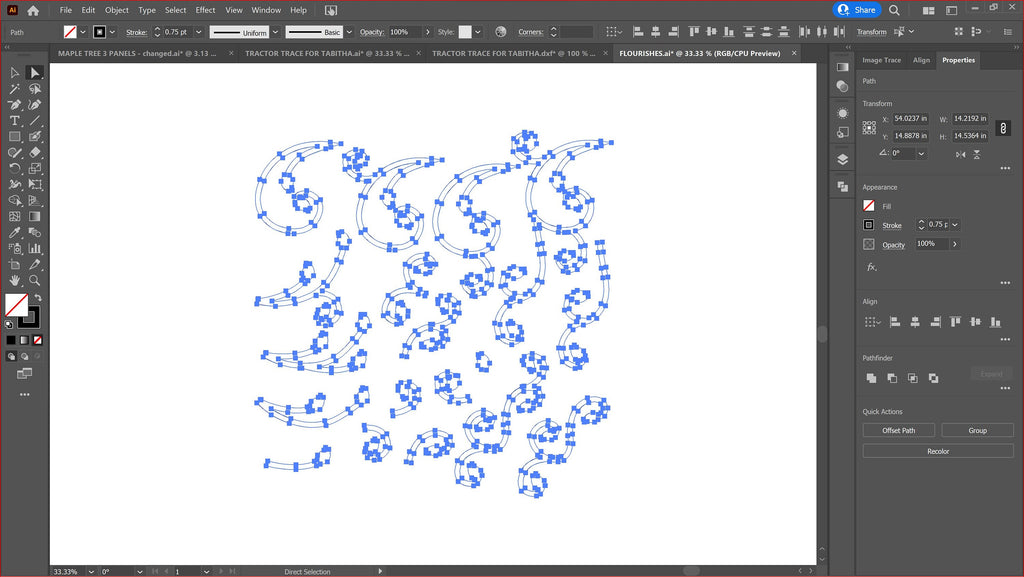 Swirls Swashes Flourish Bundle vector paths in design software