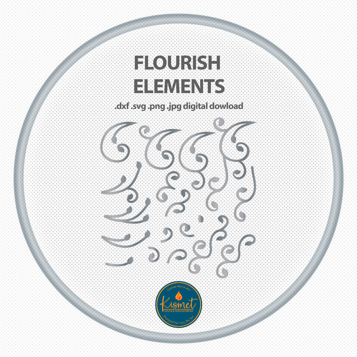 Swirls Swashes Flourish Bundle DXF/SVG design preview with file details (photo 2)